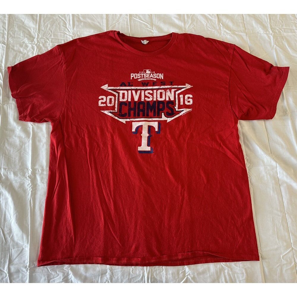 Texas Rangers 2016 AL West Division Champs Playoff Shirt‎ 2XL Red